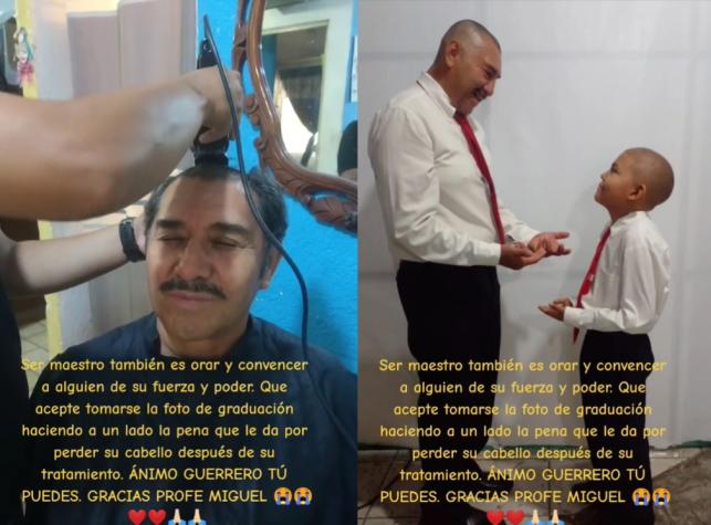 "Ánimo guerrero": Profesor se rapó para solidarizar con alumno que sufre cáncer