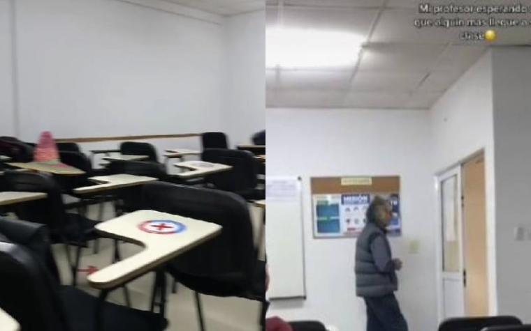 Conmovedor video muestra a profesor de edad avanzada esperando a que lleguen sus alumnos a clases