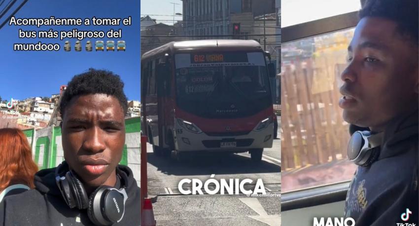 Tiktoker haitiano sufre al viajar en la micro “más peligrosa del mundo”, en Valparaíso