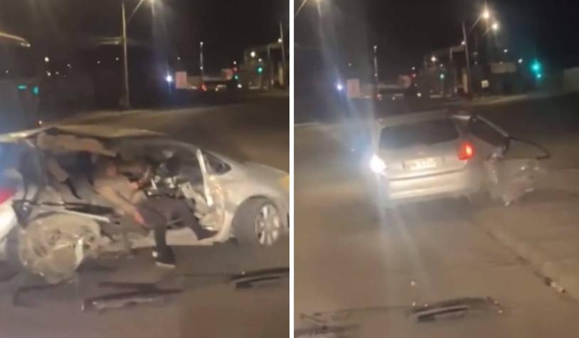 VIDEO| Conductor se dio a la fuga con el auto destruido en Calama