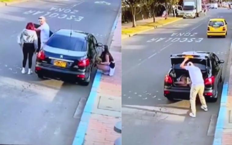 Hombre oculta a su supuesta amante en el maletero del auto mientras su pareja lo enfrenta