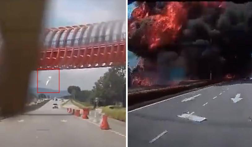 VIDEO| Avioneta se estrelló en una autopista en Malasia, al menos 10 muertos
