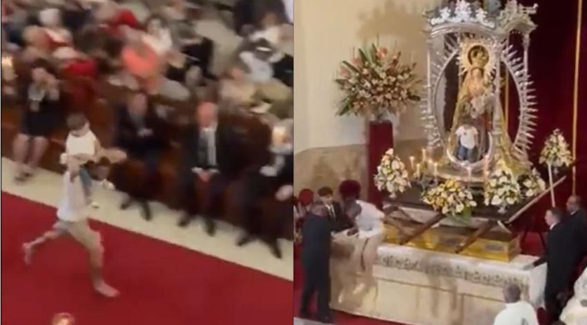 ¡Insólito! Hombre desesperado dejó a un niño en el altar de una iglesia y se fue corriendo