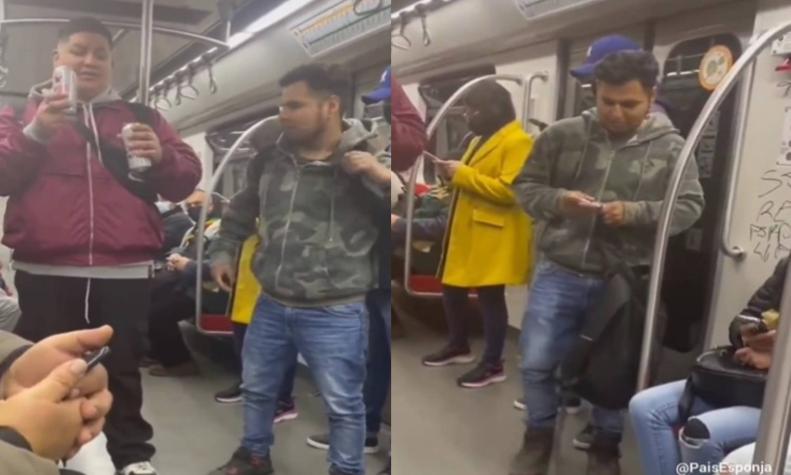"Por qué no te rayas el p...": Mujer encara a hombres que iban tomando cerveza y rayando vagón del Metro