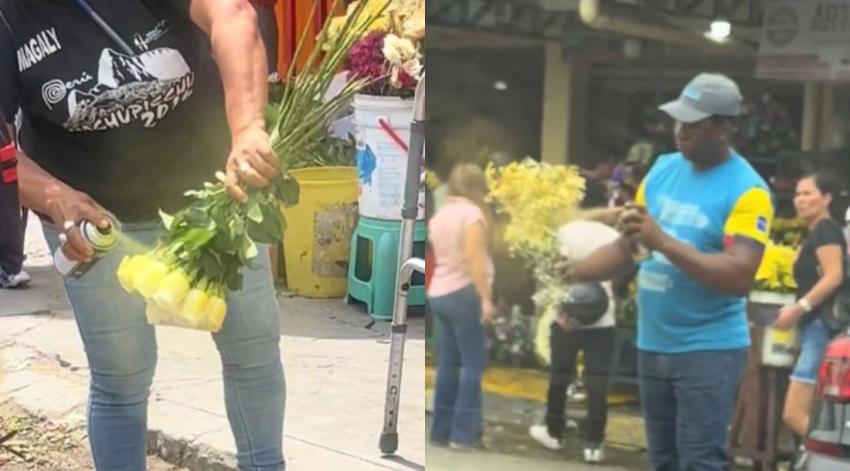¡Descarados! Pintan rosas con spray para que parezcan flores amarillas