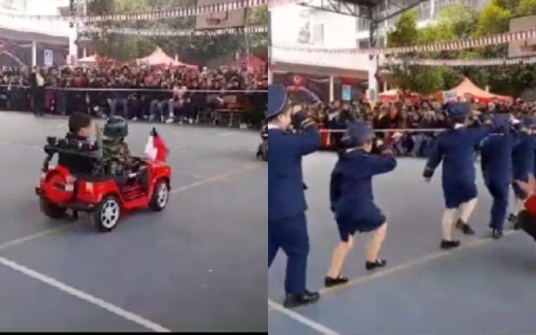 Con auto presidencial incluido: Niños de pre-kinder crearon su propia Parada Militar