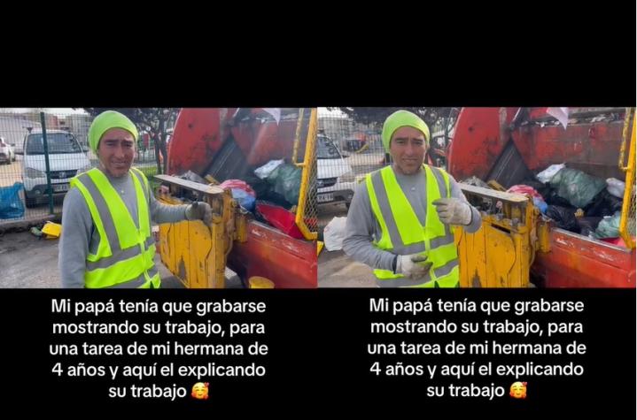 "Orgullosa de mi padre": Recolector de basura sacó aplausos al explicar su trabajo para tarea de su hija