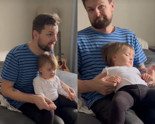 Magia para la siesta: padre hace dormir a su bebé con ritmos de batería
