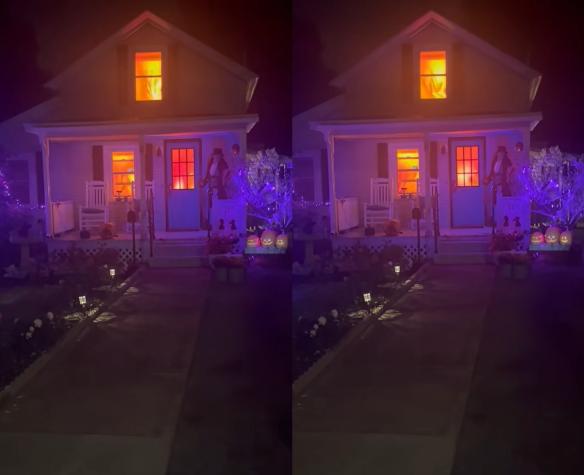 Bomberos acudieron a "incendio" en casa decorada por Halloween y se llevaron una sorpresa