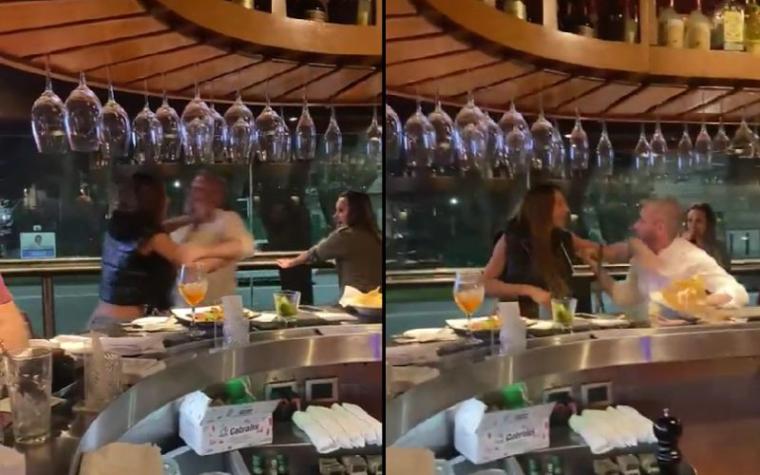 Armó lío en restaurante: Mujer llegó a interrumpir cita de su expareja a gritos y golpes