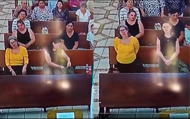 Madre e hija roban en plena misa: video captó momento exacto 