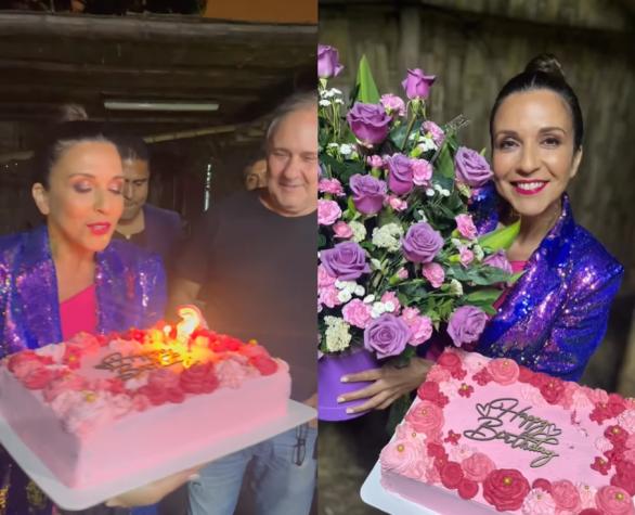 Karla Constant festejó su cumpleaños en "Tierra Brava": recibió flores y enorme torta