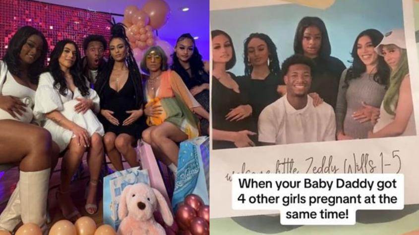 Hombre celebra baby shower junto a las 5 mujeres que dejó embarazadas al mismo tiempo 