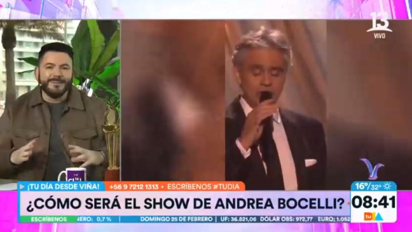 "El show más imponente": Los inéditos detalles de la presentación de Andrea Bocelli en el Festival de Viña 2024