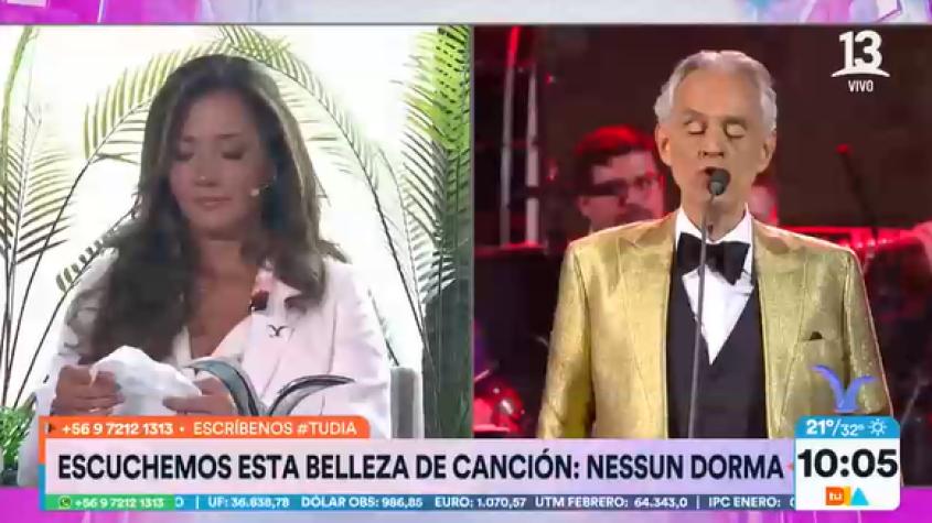 Priscilla Vargas se emocionó hasta las lágrimas con el show de Andrea Bocelli en el Festival de Viña 2024