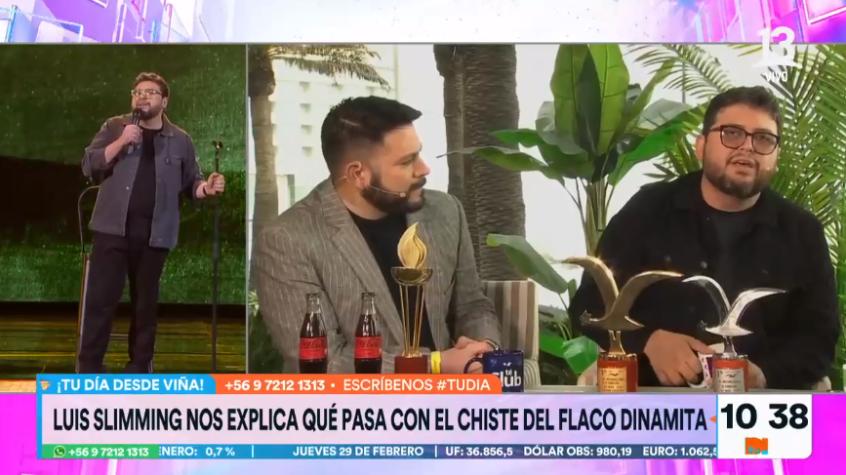 "Él me dijo...": Luis Slimming explicó su chiste del 'Flaco' de Dinamita Show que generó polémica