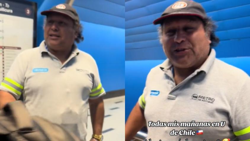 "Ojalá lo premiaran": trabajador del Metro de Santiago saca aplausos por amable actitud en las mañanas