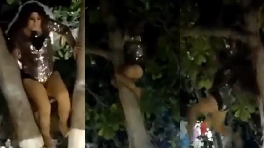 Doble de Gloria Trevi sufrió con su "pelo suelto" luego de trepar un árbol y caer estrepitosamente 