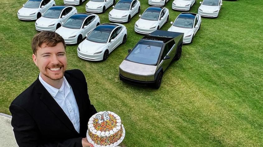 Mr Beast regala autos Tesla - Instagram @mrbeast