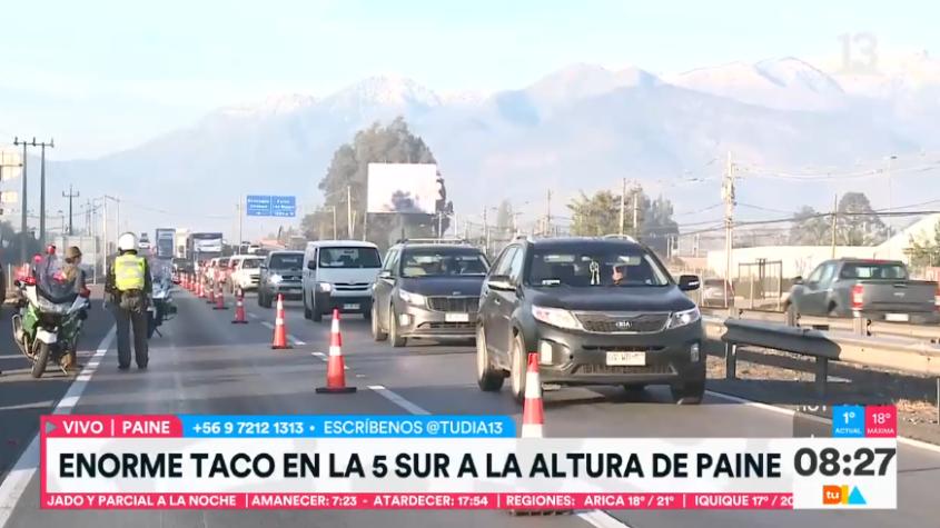 Choque en la Ruta 5 Sur de Paine provoca demora en el tránsito hacia Santiago