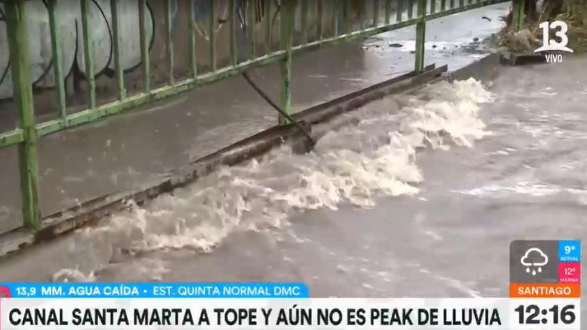 Canal Santa Marta está a tope y aún no es el peak de la lluvia