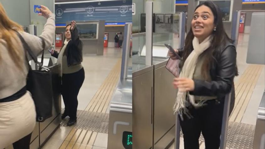 El miedo de muchos: Brasileña quedó atrapada en las puertas de entrada del Metro de Santiago