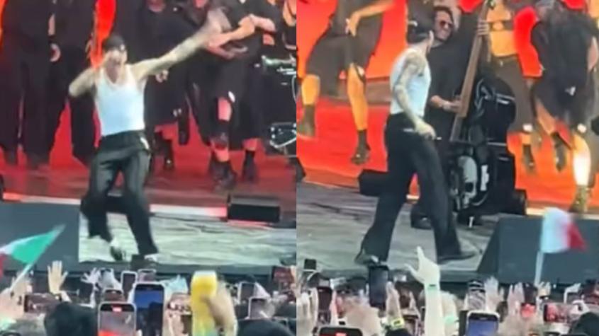 Video muestra cómo Peso Pluma se fracturó durante un concierto en Nueva York