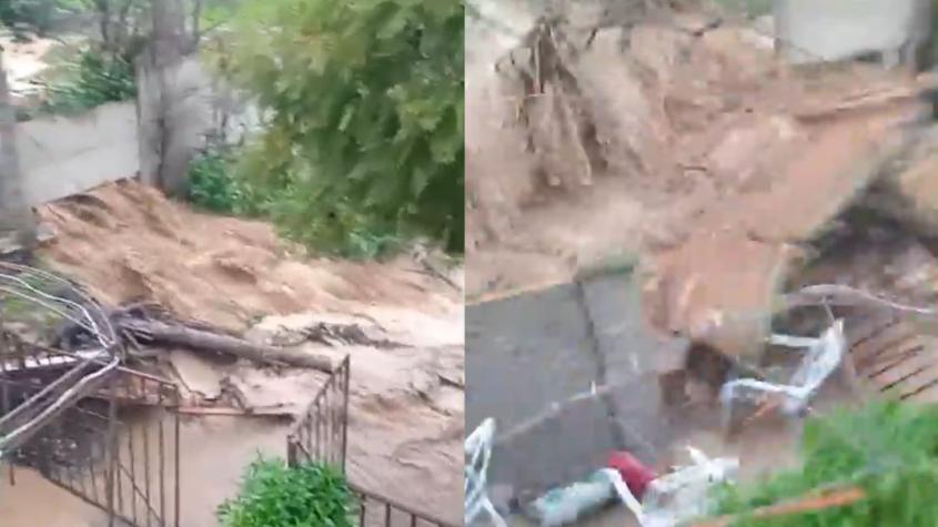[VIDEO] Desborde del Canal Waddington en Limache provoca el derrumbe de los muros de una casa
