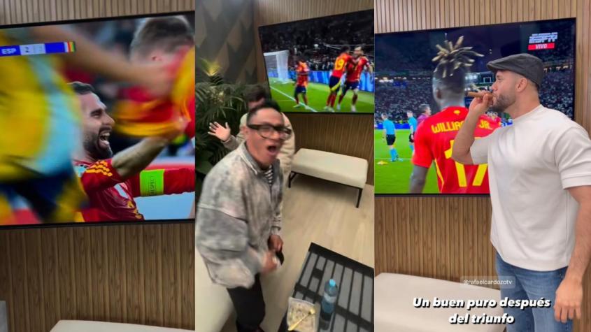 La alocada celebración de Fabio Agostini tras la victoria de España en la Eurocopa