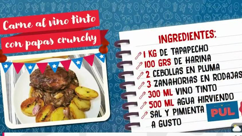 Carne al vino tinto con papas crunchy
