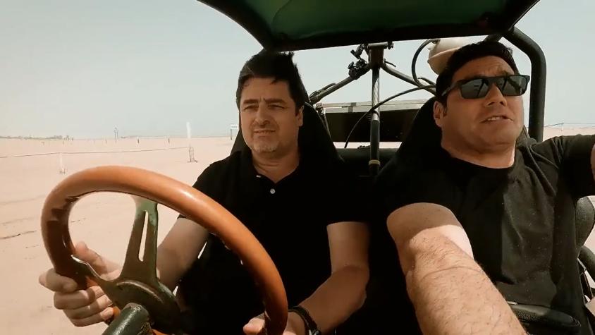 Pancho Saavedra vivió un gran susto mientras Jorge Zabaleta conducía un buggy a toda velocidad en el desierto