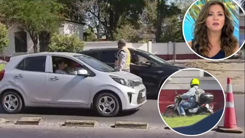 Cruzó la Alameda: Captan momento exacto cuando motorista huye de fiscalización
