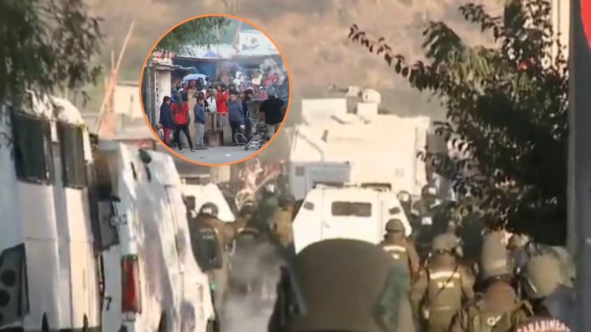 Tenso operativo en toma de San Felipe: Carabineros comenzó a desalojar el lugar