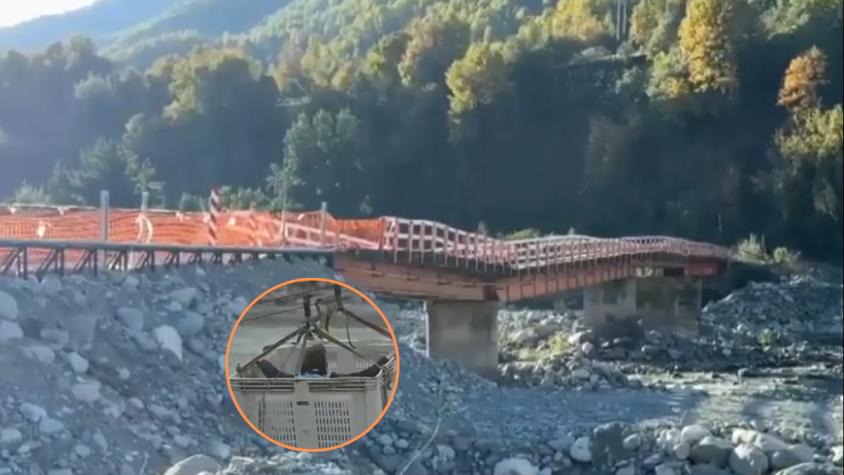 Vecinos de Chupallar claman por un nuevo puente: Actualmente cruzan en un bin de frutas