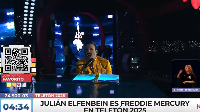 Julián Elfenbein se llevó todos los elogios tras darlo todo imitando a Freddy Mercury en la Teletón 2025