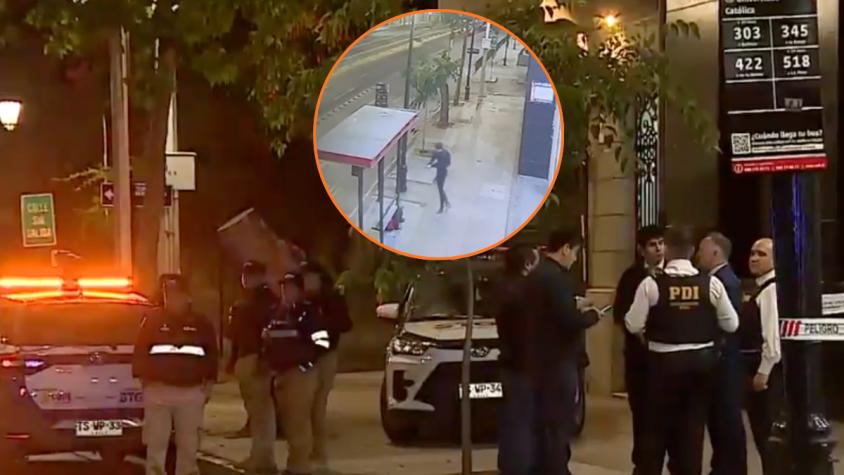 Le intentó robar: registran el momento exacto en que PDI balea a delincuente en centro de Santiago