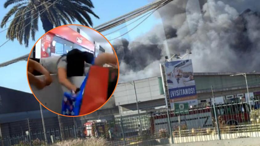 Sorprenden a mujeres saqueando tiendas del Mall Plaza Norte en medio de incendio