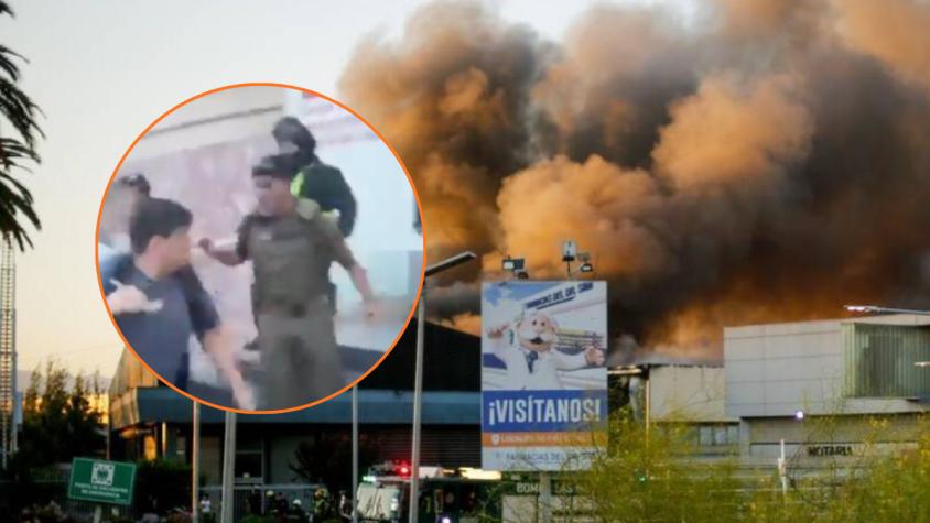 La brutal pelea entre trabajadores y carabineros en medio de evacuación por incendio en centro comercial