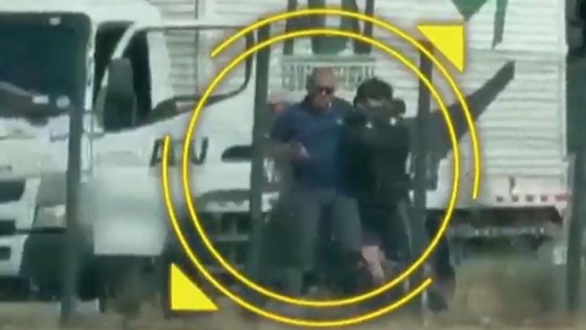 Dramático video: delincuentes roban camión y secuestran a conductor en Pudahuel