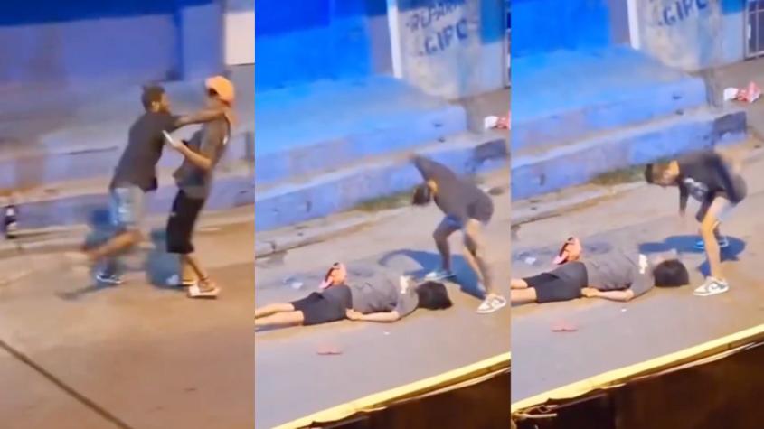 Registran brutal golpiza de venezolano a chileno en Paraguay: lo tiró al piso y lo pateó en la cabeza
