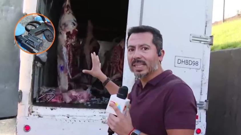 Encuentran camión con carne abandonado en Lo Espejo: tenía los vidrios rotos y un revólver en su interior