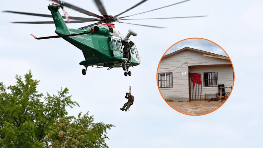 Desborde del río Mapocho en Talagante: rescatan en helicóptero a personas aisladas Desborde del río Mapocho en Talagante: rescatan en helicóptero a personas aisladas